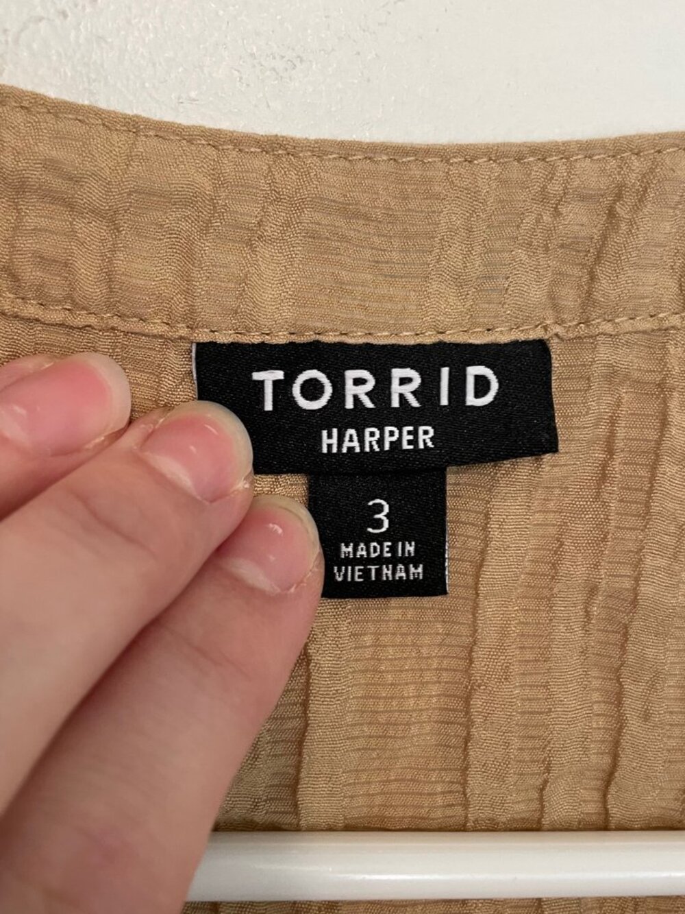 TORRID 3 Plus Size Harper Textured Stripe 3/4 Pullover Blouse Tan Brown Work 3X - Picture 4 of 16